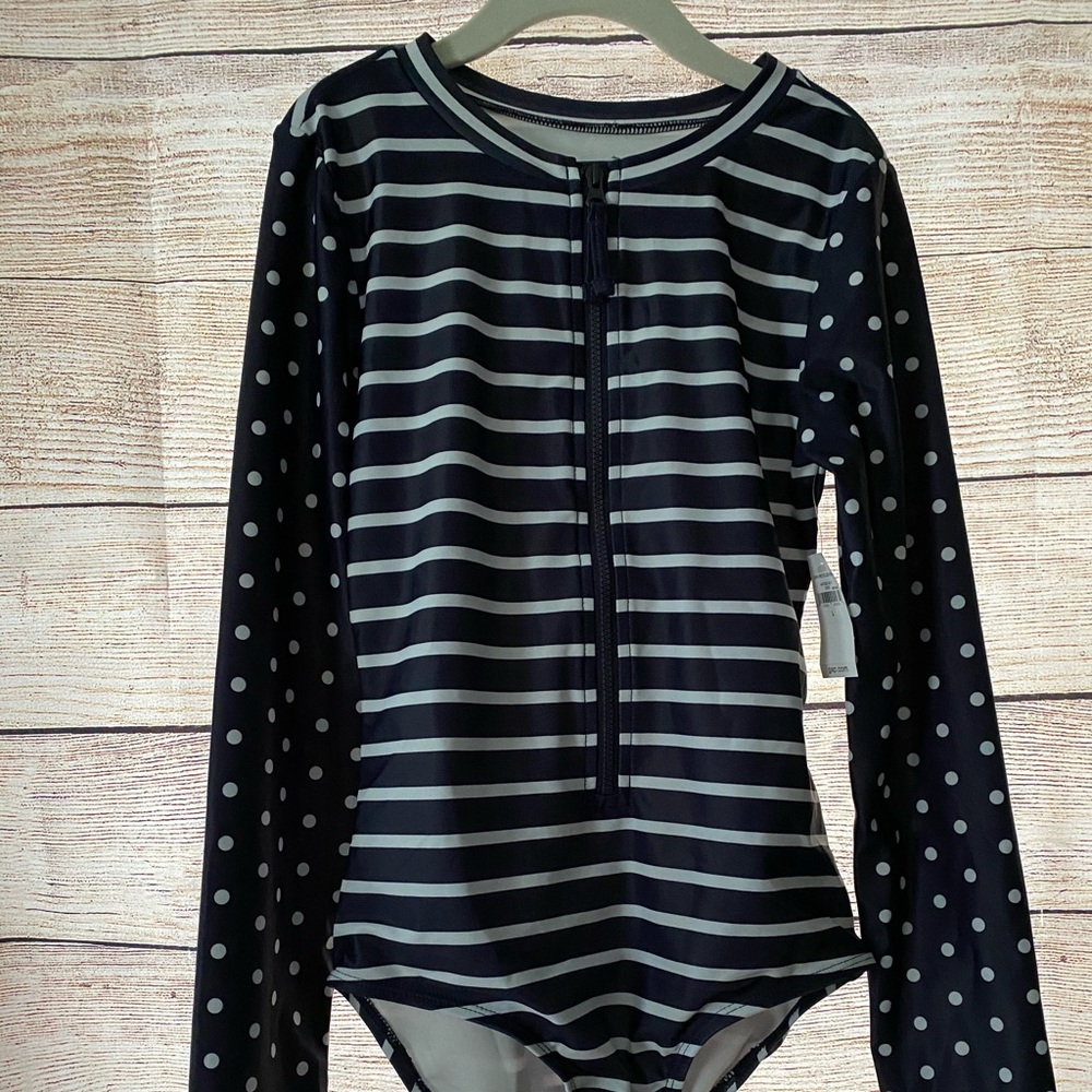 Girls front half zip one piece bathing suit